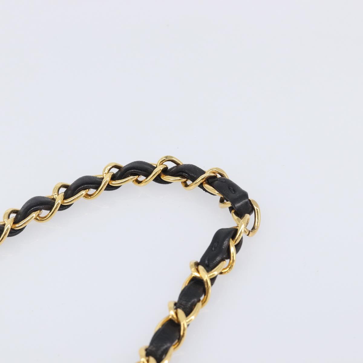 CHANEL Mini Matelasse 18 Chain Shoulder Bag Cotton Black Gold CC Auth 211216SAV