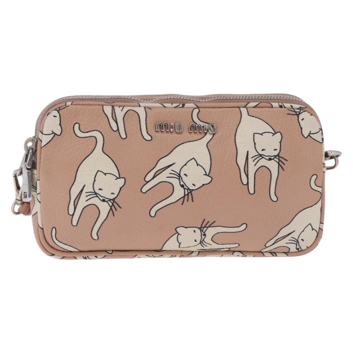Miu Miu Shoulder Bag Leather Pink Silver Auth 211218A