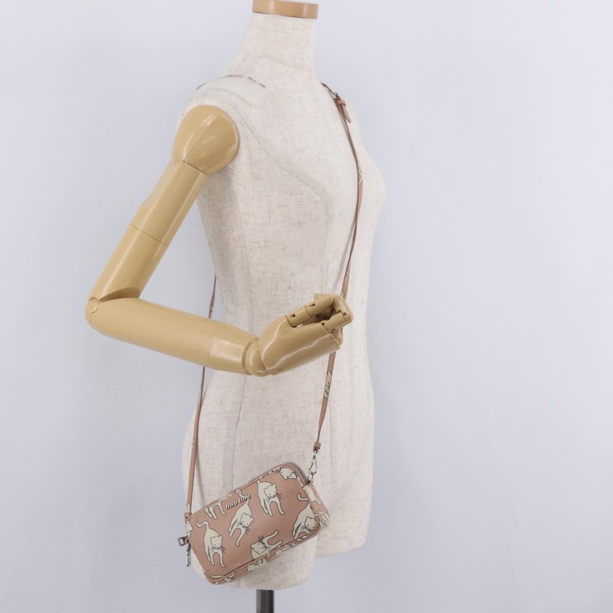 Miu Miu Shoulder Bag Leather Pink Silver Auth 211218A