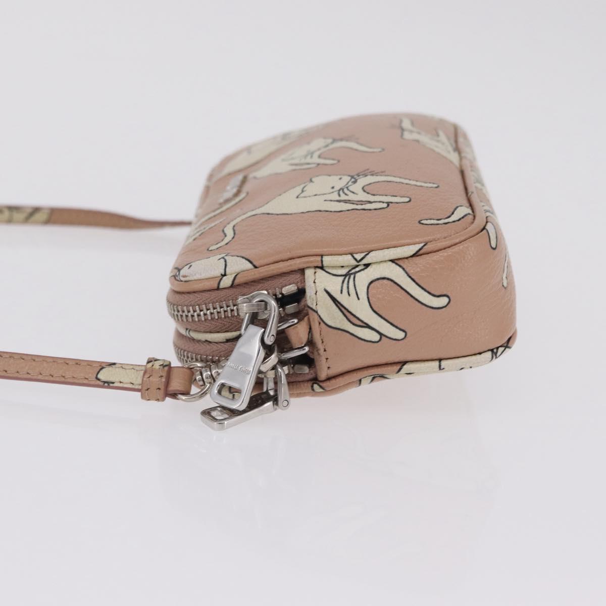 Miu Miu Shoulder Bag Leather Pink Silver Auth 211218A