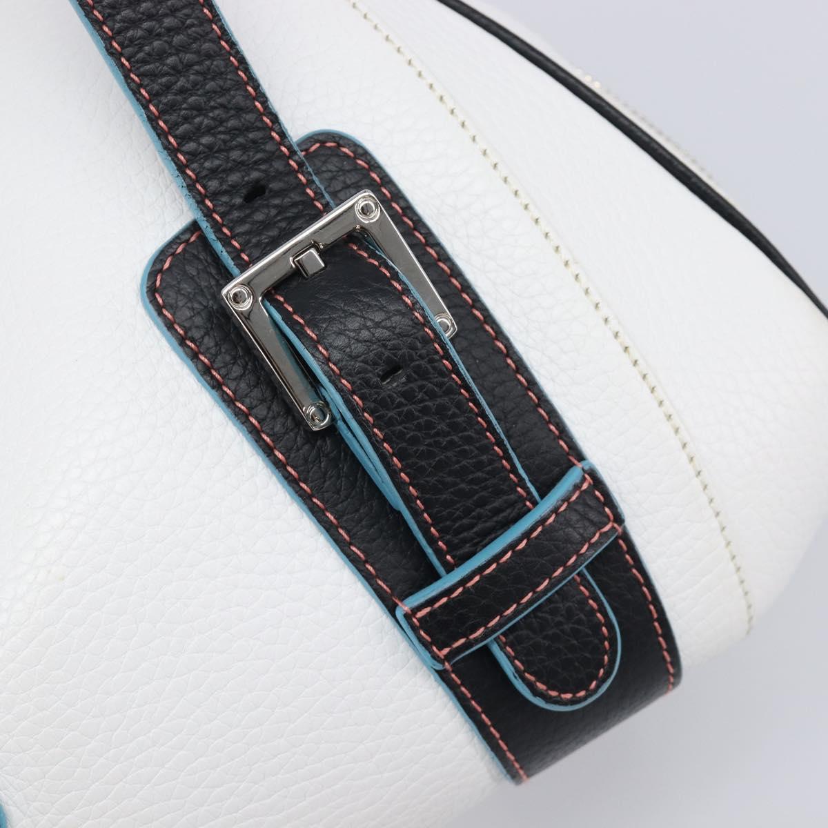 LOEWE Hand Bag Leather White Silver Auth 211222V
