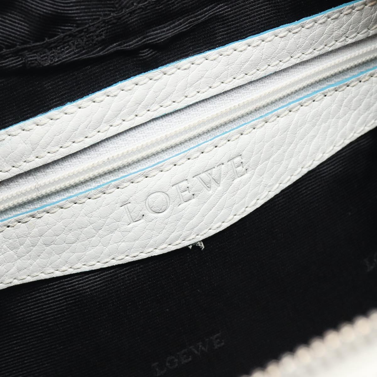 LOEWE Hand Bag Leather White Silver Auth 211222V