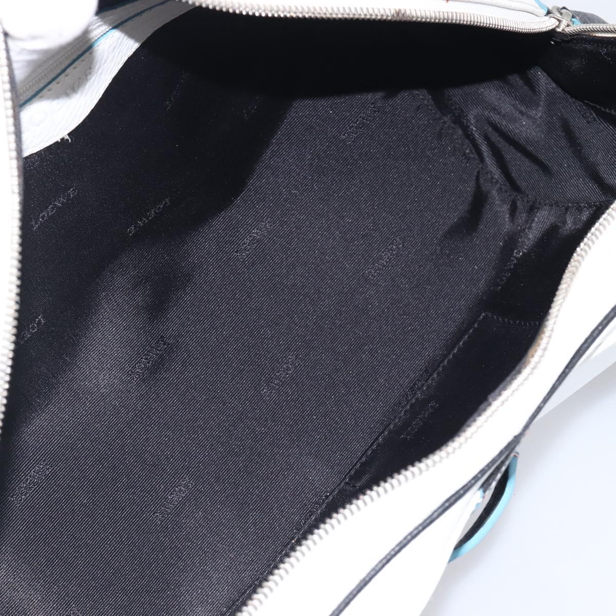 LOEWE Hand Bag Leather White Silver Auth 211222V