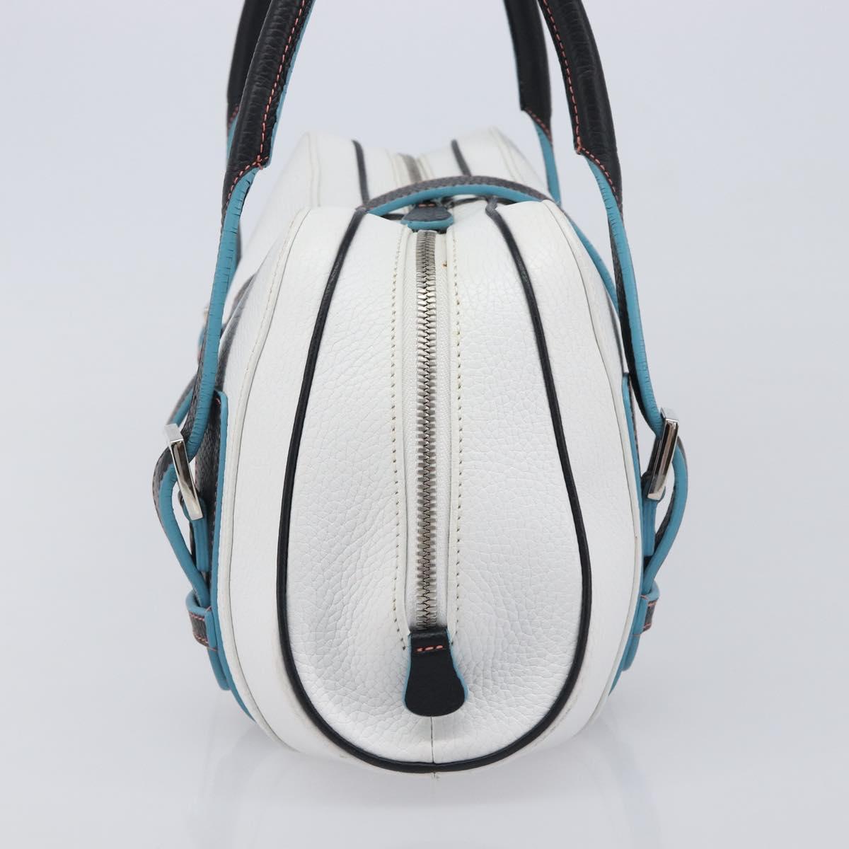 LOEWE Hand Bag Leather White Silver Auth 211222V