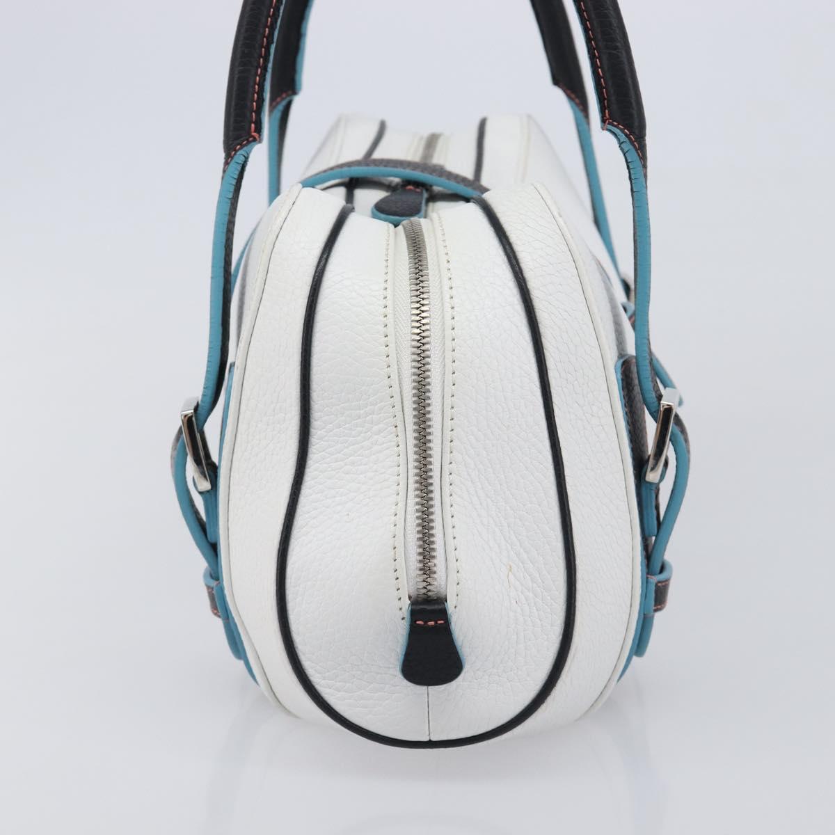 LOEWE Hand Bag Leather White Silver Auth 211222V