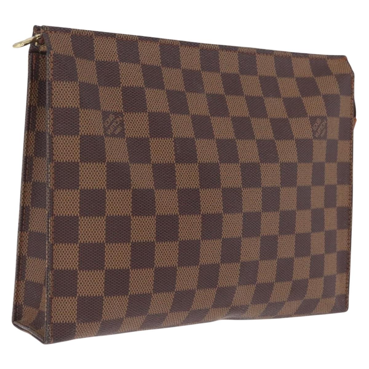 LOUIS VUITTON Damier Ebene Poche Toilette 26 Pouch N47543 LV Auth 211223