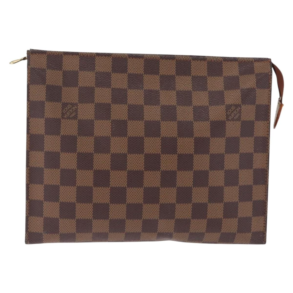 LOUIS VUITTON Damier Ebene Poche Toilette 26 Pouch N47543 LV Auth 211223