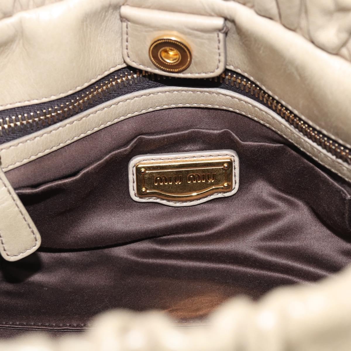 Miu Miu Vitellolux Hand Bag Leather 2way Beige Gold Tone Auth 211229V