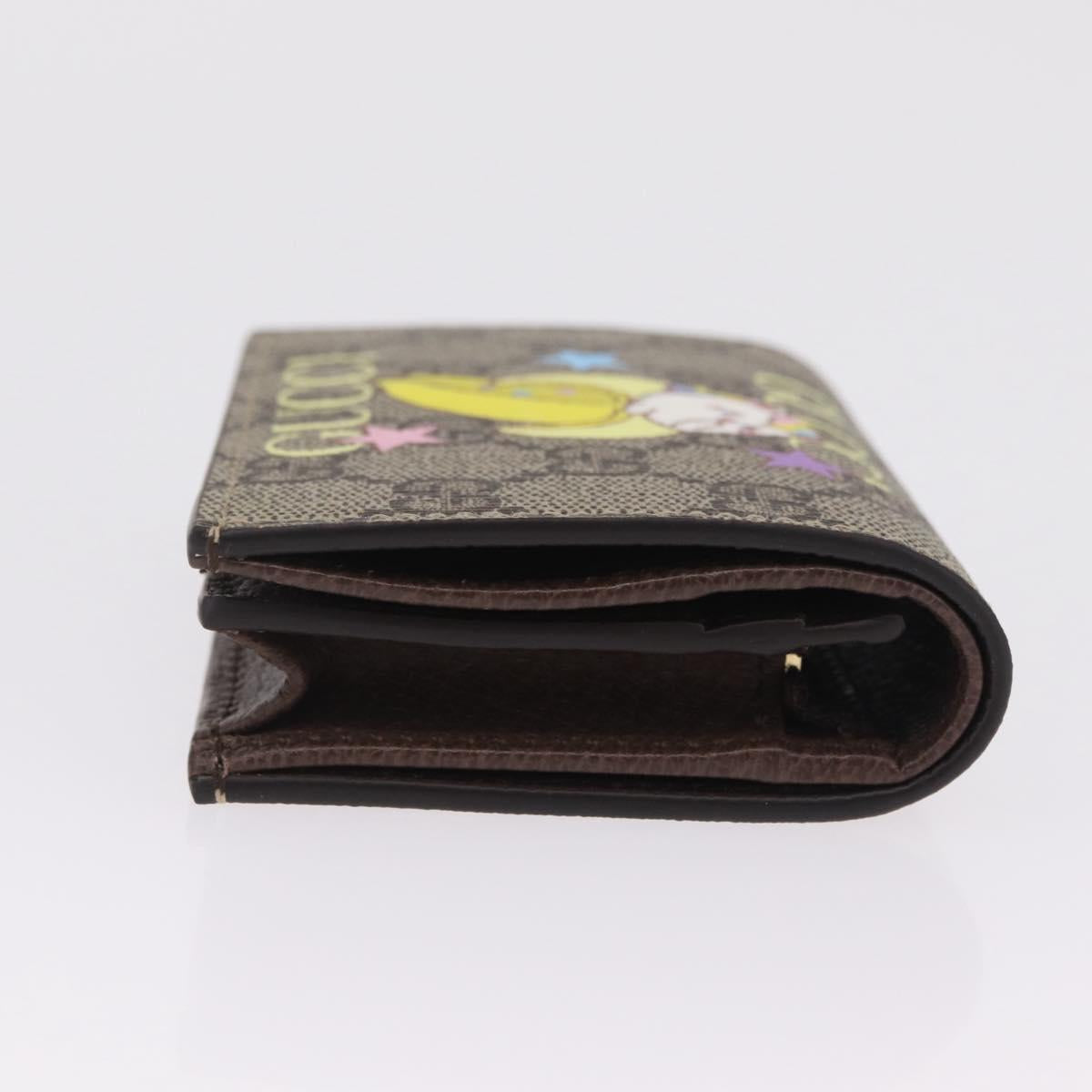 GUCCI GG Supreme Compact Bifold Wallet PVC BNF Beige Yellow 701009 Auth 211252M