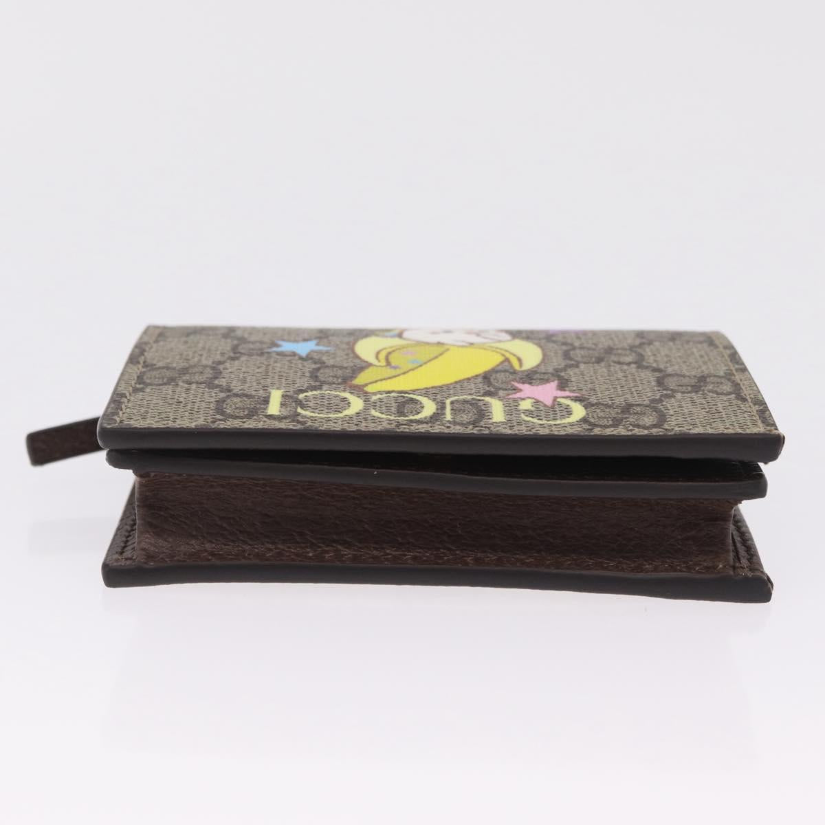 GUCCI GG Supreme Compact Bifold Wallet PVC BNF Beige Yellow 701009 Auth 211252M