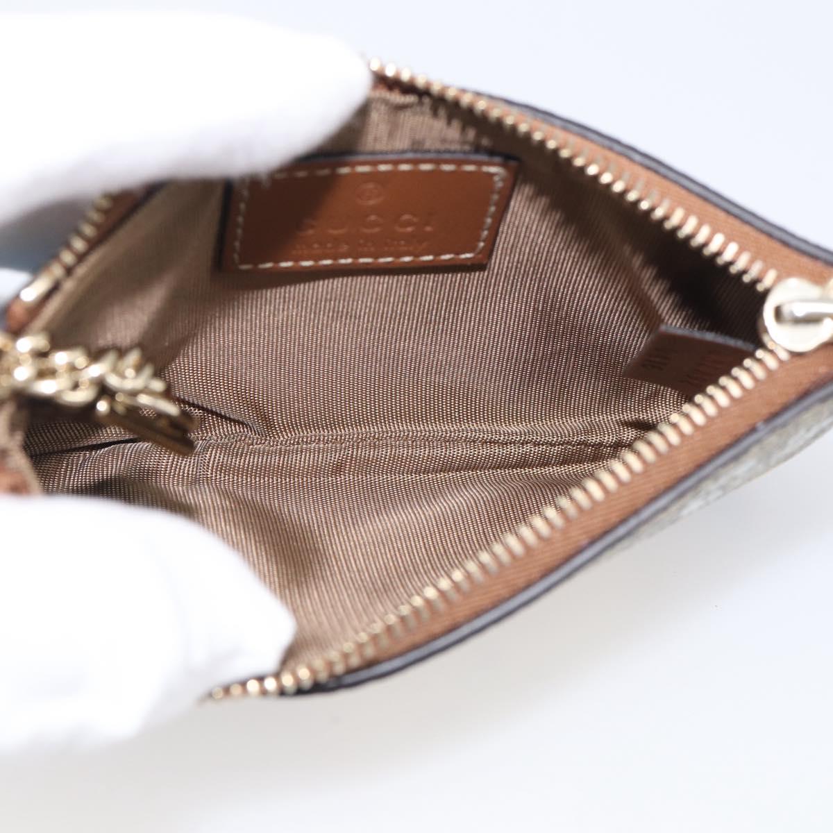 GUCCI GG Supreme Coin Purse PVC Beige Gold 838892 Auth 211254M