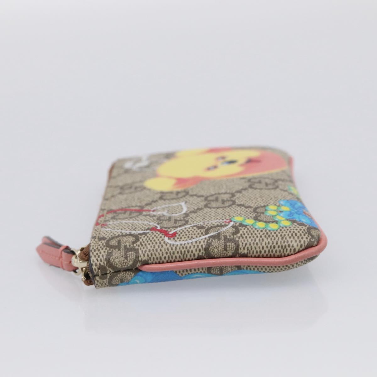 GUCCI GG Supreme Coin Purse PVC Beige Gold 838892 Auth 211254M