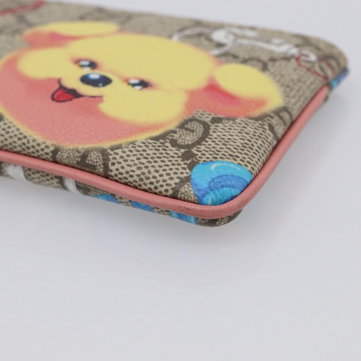 GUCCI GG Supreme Coin Purse PVC Beige Gold 838892 Auth 211254M
