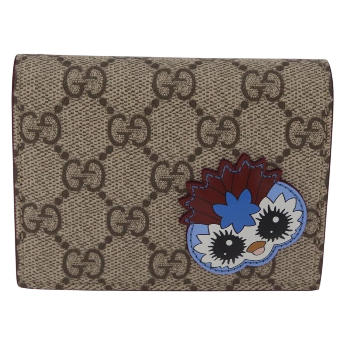 GUCCI GG Supreme Wallet PVC Beige Gold 855384 Auth 211255M