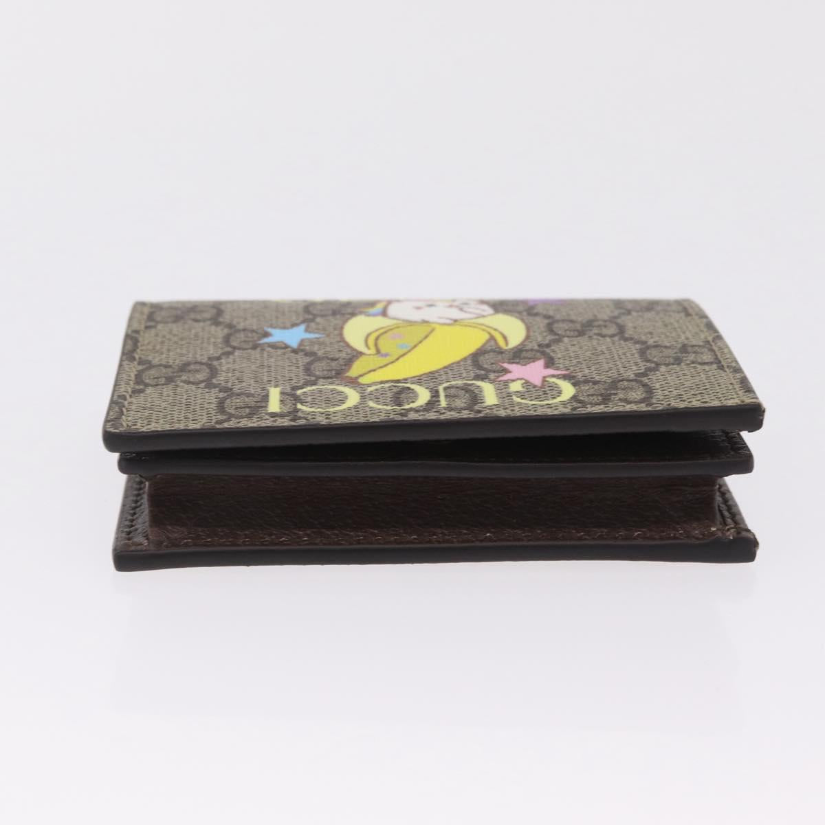 GUCCI GG Supreme Compact Bifold Wallet PVC BNF Beige Yellow 701009 Auth 211258M