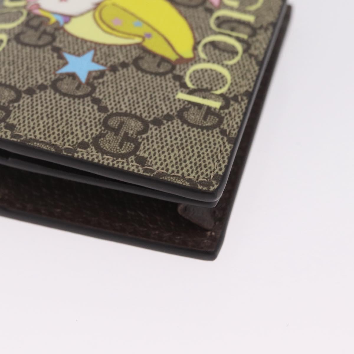 GUCCI GG Supreme Compact Bifold Wallet PVC BNF Beige Yellow 701009 Auth 211258M