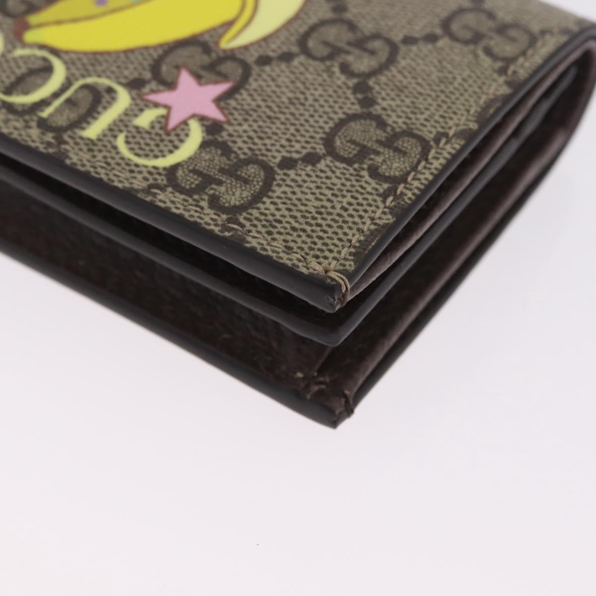 GUCCI GG Supreme Compact Bifold Wallet PVC BNF Beige Yellow 701009 Auth 211258M