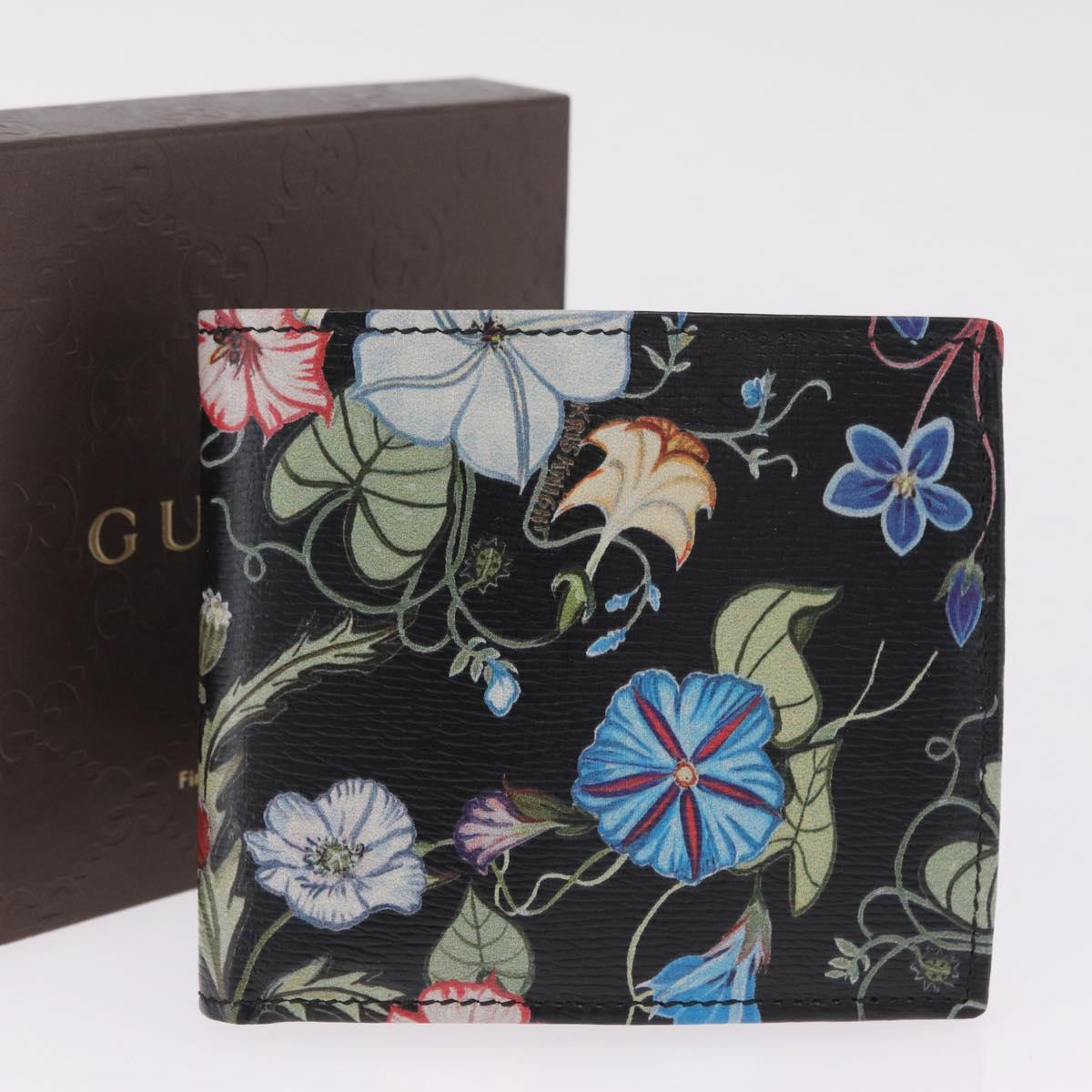 GUCCI Compact Wallet Leather Black Auth 211260V