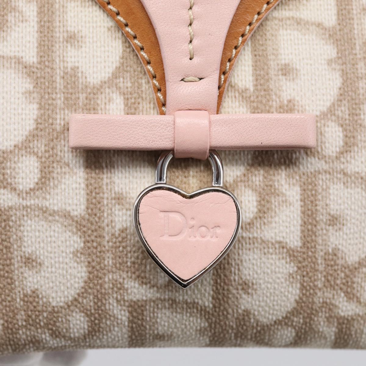 Christian Dior Romantic Pouch PVC Beige Silver Auth 211275V