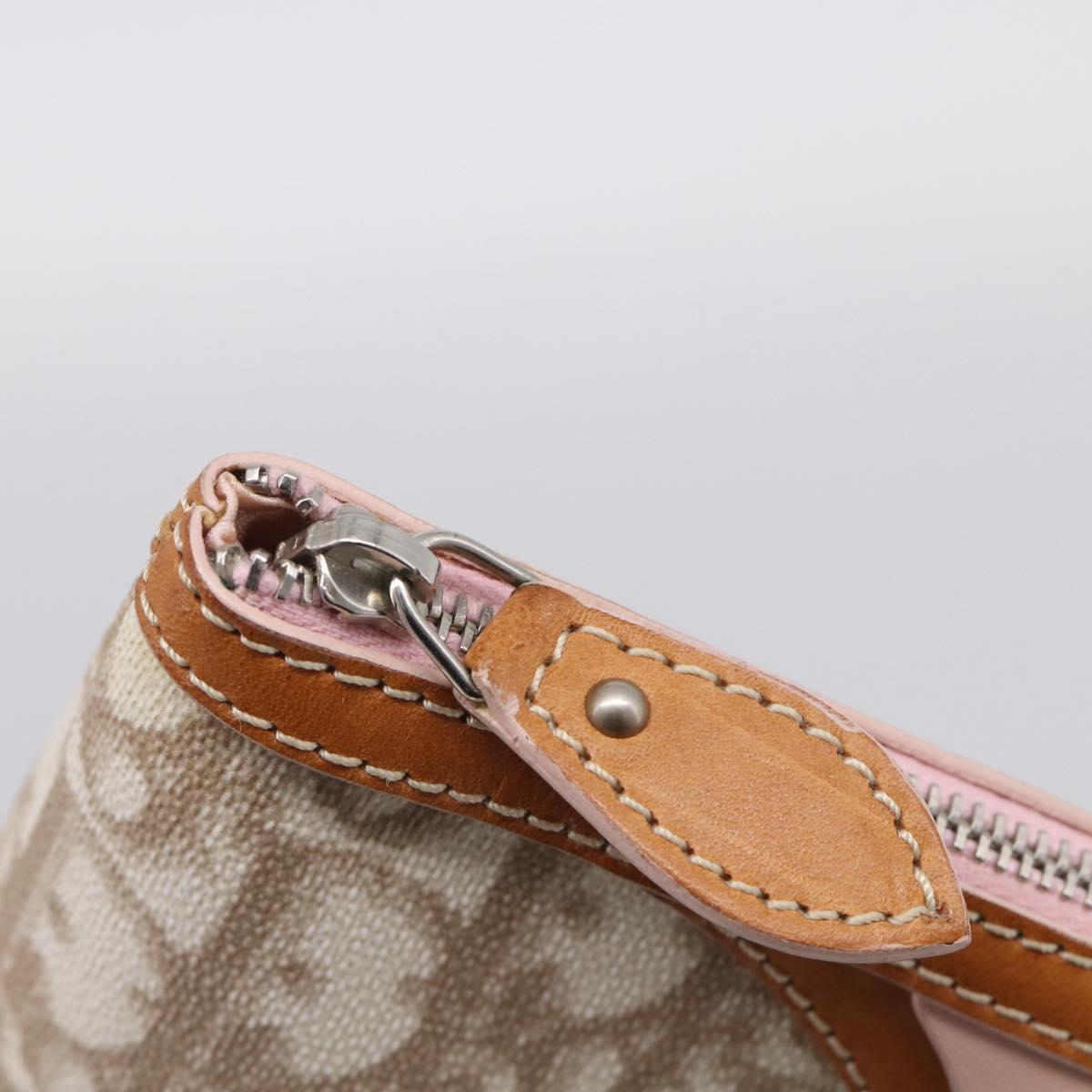 Christian Dior Romantic Pouch PVC Beige Silver Auth 211275V