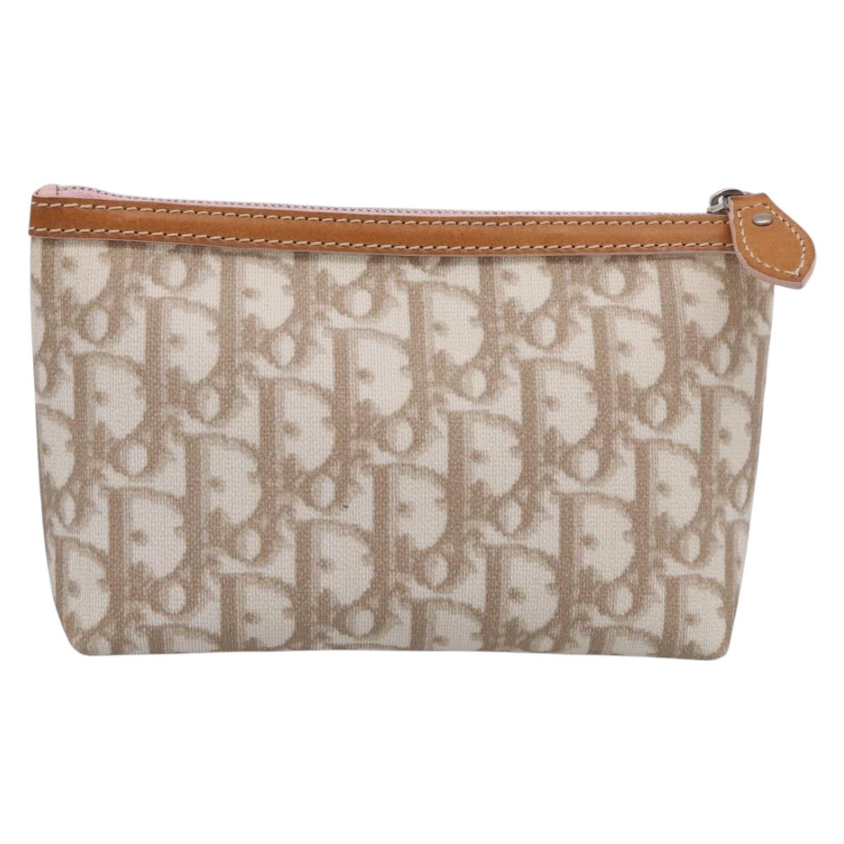 Christian Dior Romantic Pouch PVC Beige Silver Auth 211275V