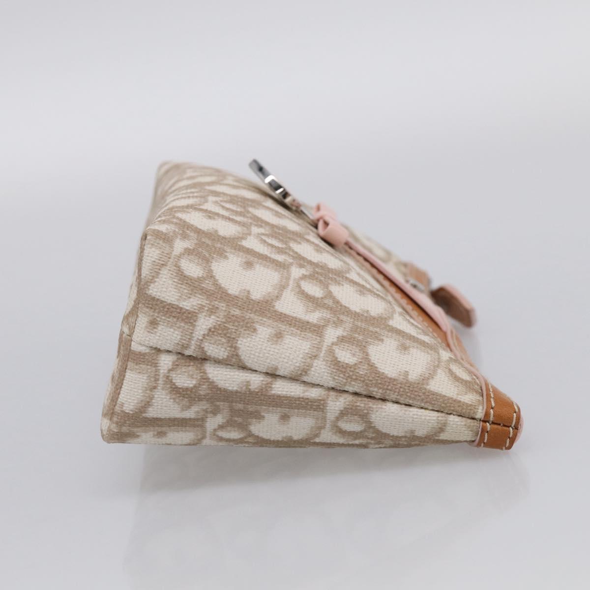 Christian Dior Romantic Pouch PVC Beige Silver Auth 211275V