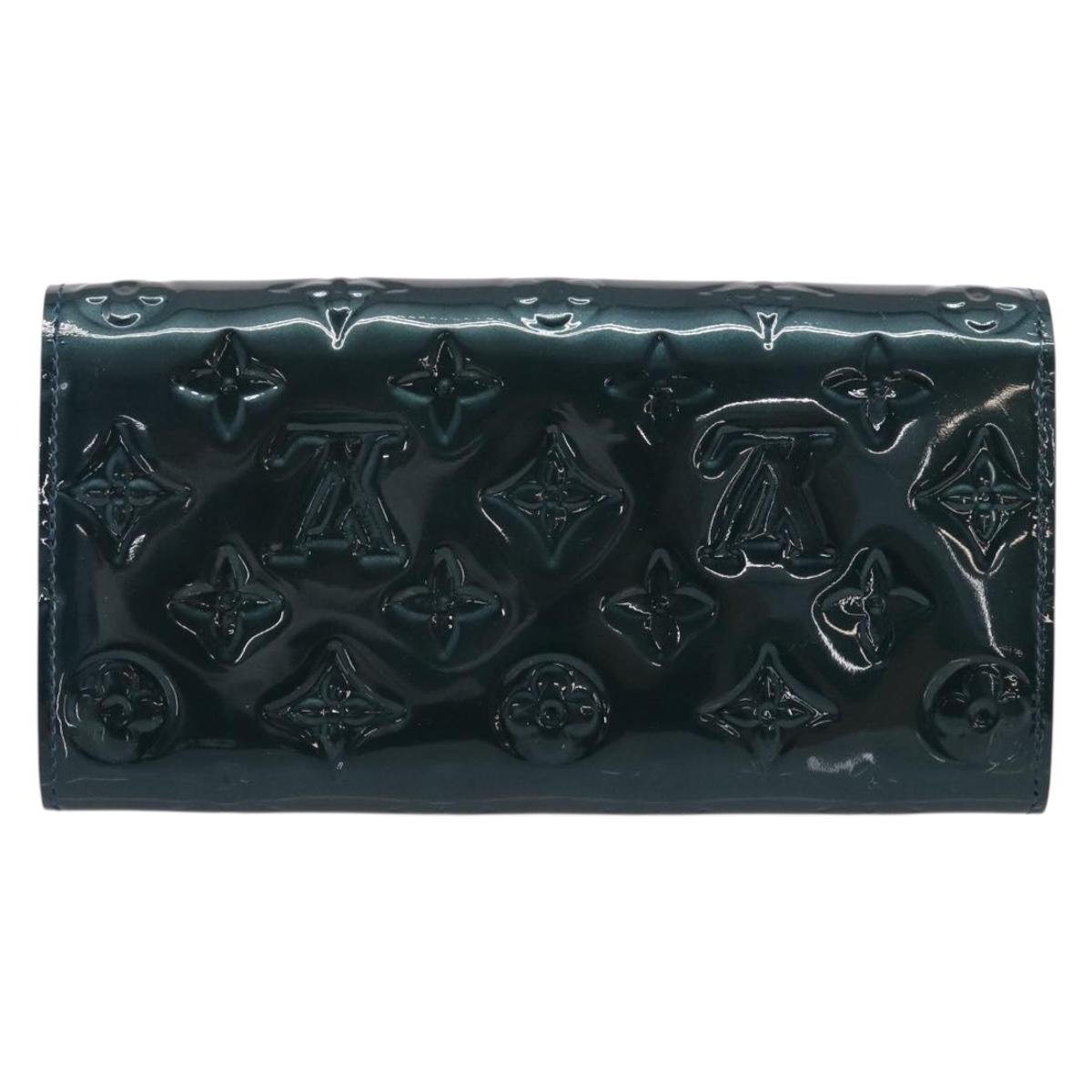 LOUIS VUITTON Vernis Portefeiulle Sarah Wallet Bluenuit M93667 LV Auth 211280A