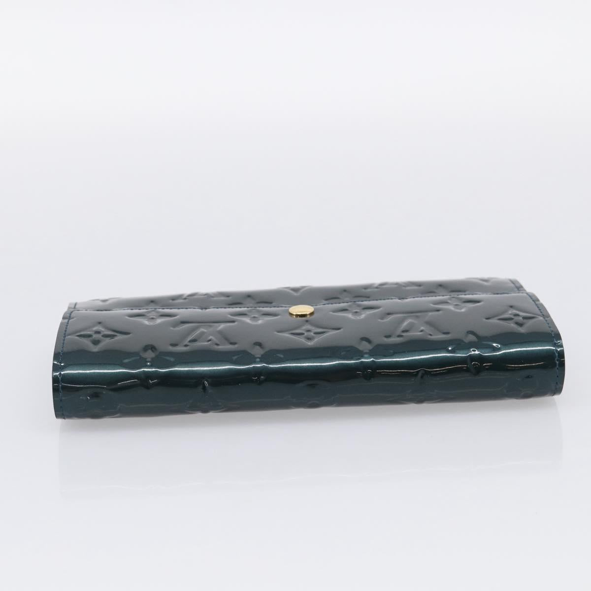 LOUIS VUITTON Vernis Portefeiulle Sarah Wallet Bluenuit M93667 LV Auth 211280A
