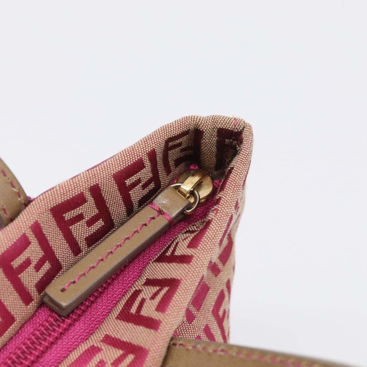 FENDI Zucchino Canvas Hand Bag Pink Gold Auth 211281V