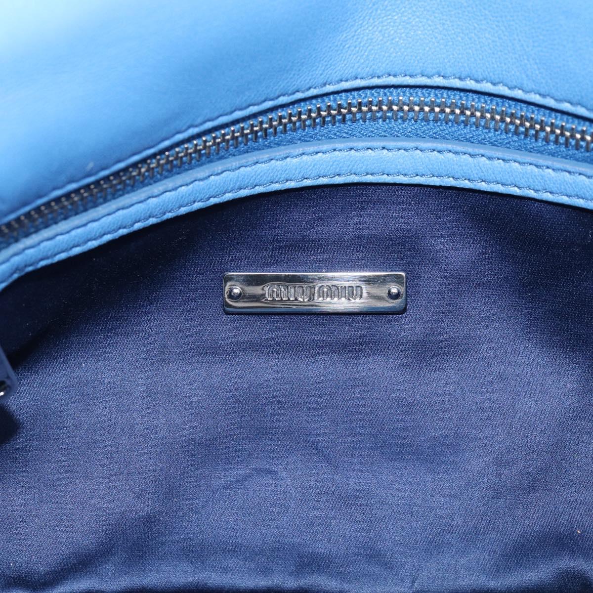 Miu Miu Matelasse Hand Bag Cotton 2way Blue Silver Auth 211290M