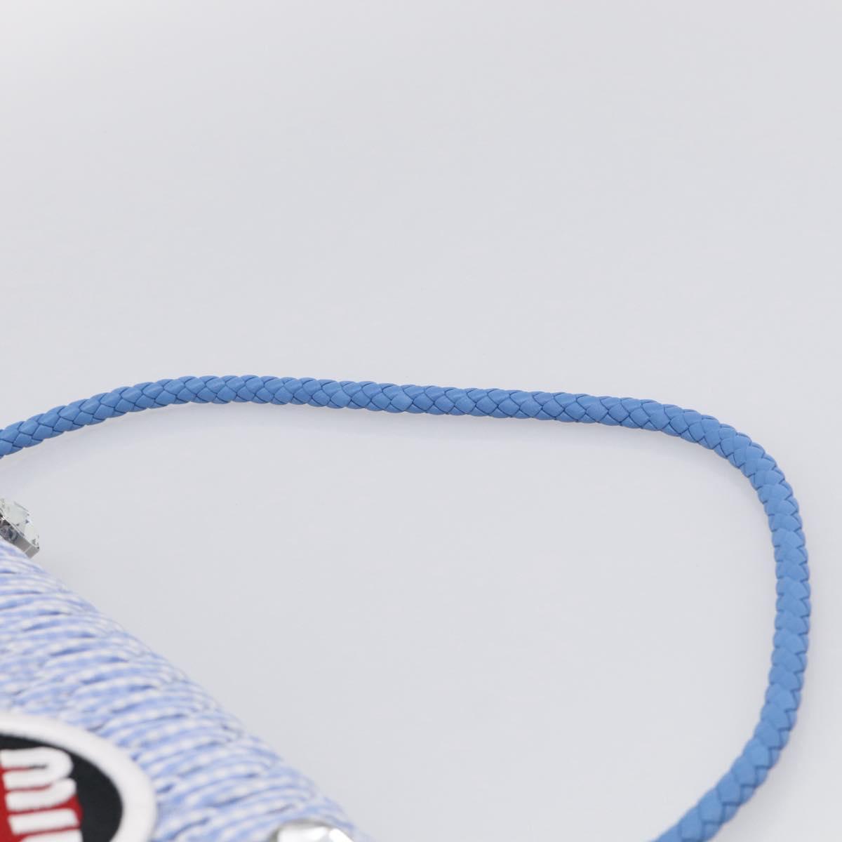 Miu Miu Matelasse Hand Bag Cotton 2way Blue Silver Auth 211290M