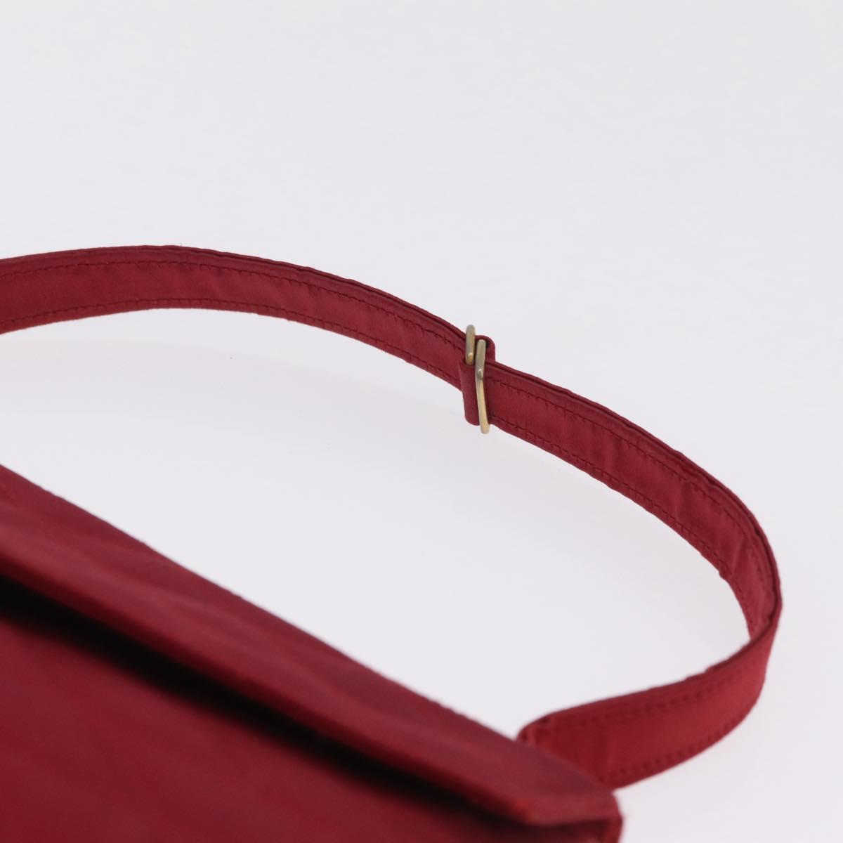 CHANEL Matelasse Hand Bag Satin Red Gold CC Auth 211302A