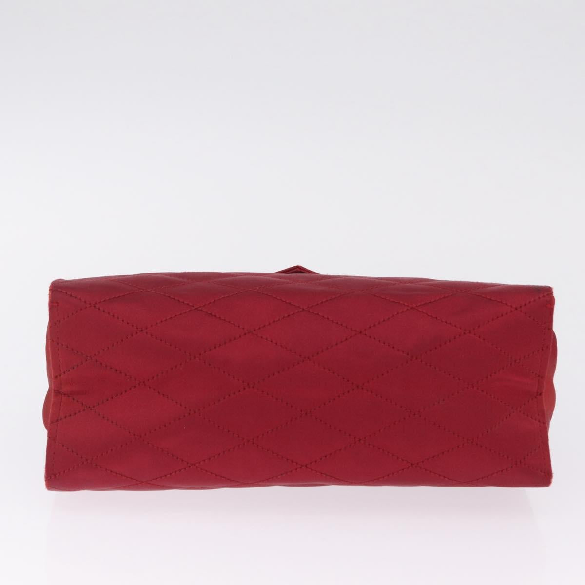 CHANEL Matelasse Hand Bag Satin Red Gold CC Auth 211302A