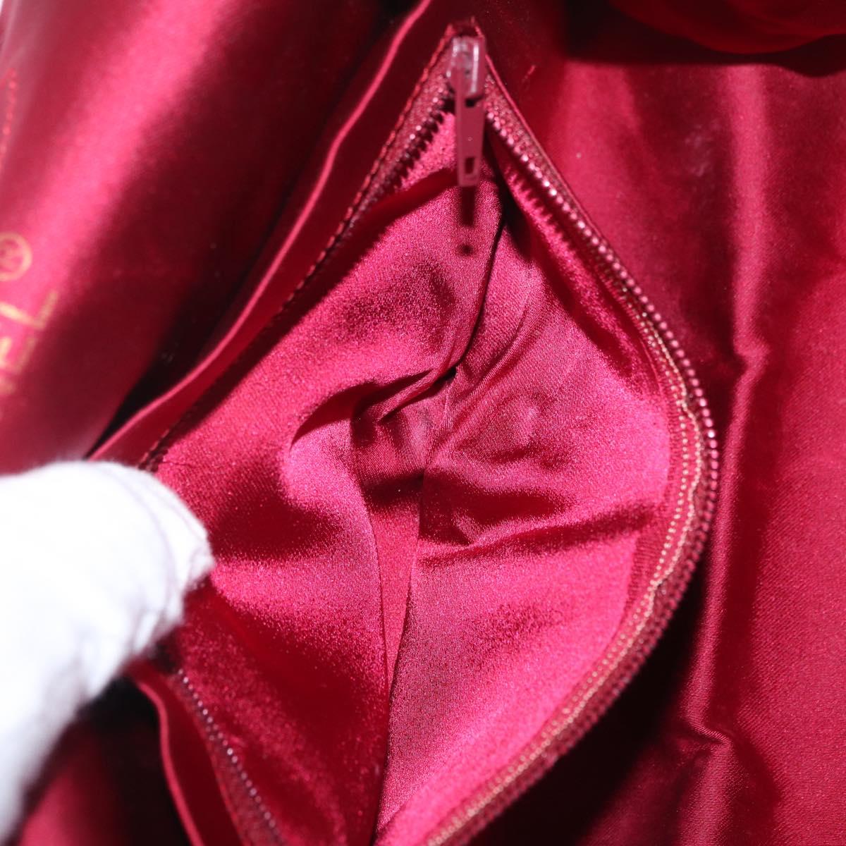 CHANEL Matelasse Hand Bag Satin Red Gold CC Auth 211302A