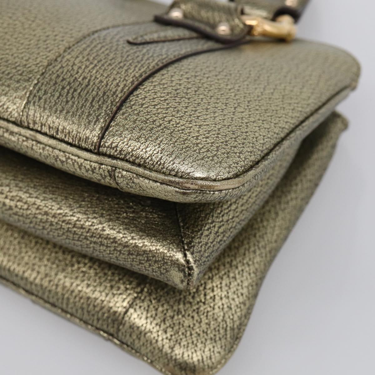 GUCCI Metal Bamboo Hand Bag Metallic leather Gold 131324 Auth 211315V