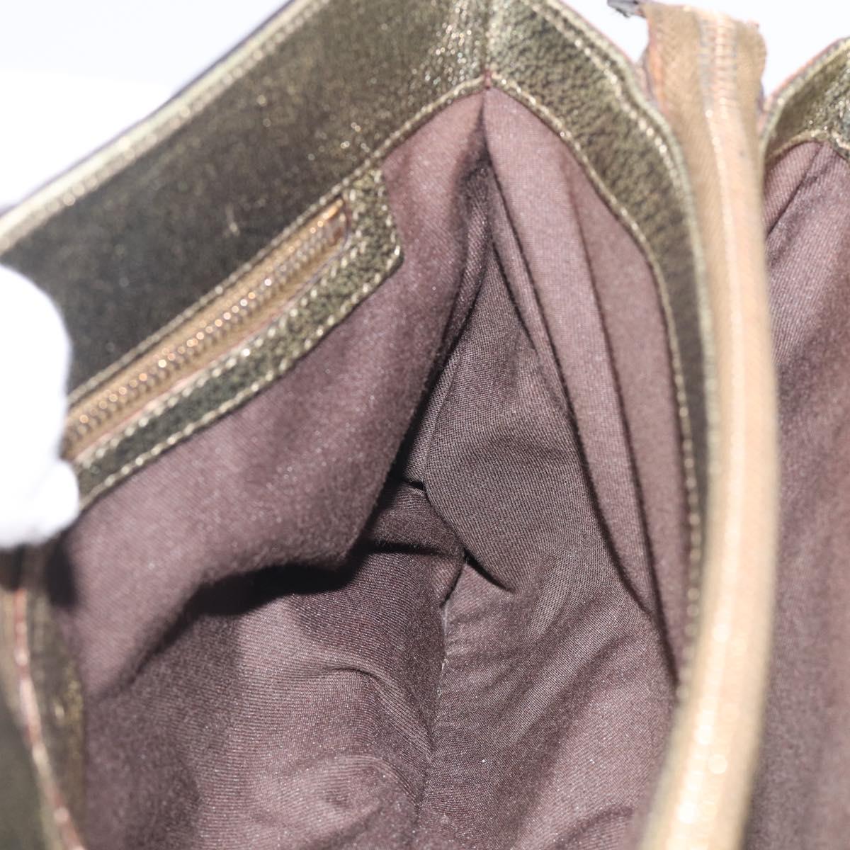 GUCCI Metal Bamboo Hand Bag Metallic leather Gold 131324 Auth 211315V
