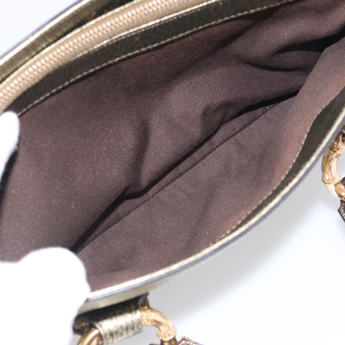 GUCCI Metal Bamboo Hand Bag Metallic leather Gold 131324 Auth 211315V