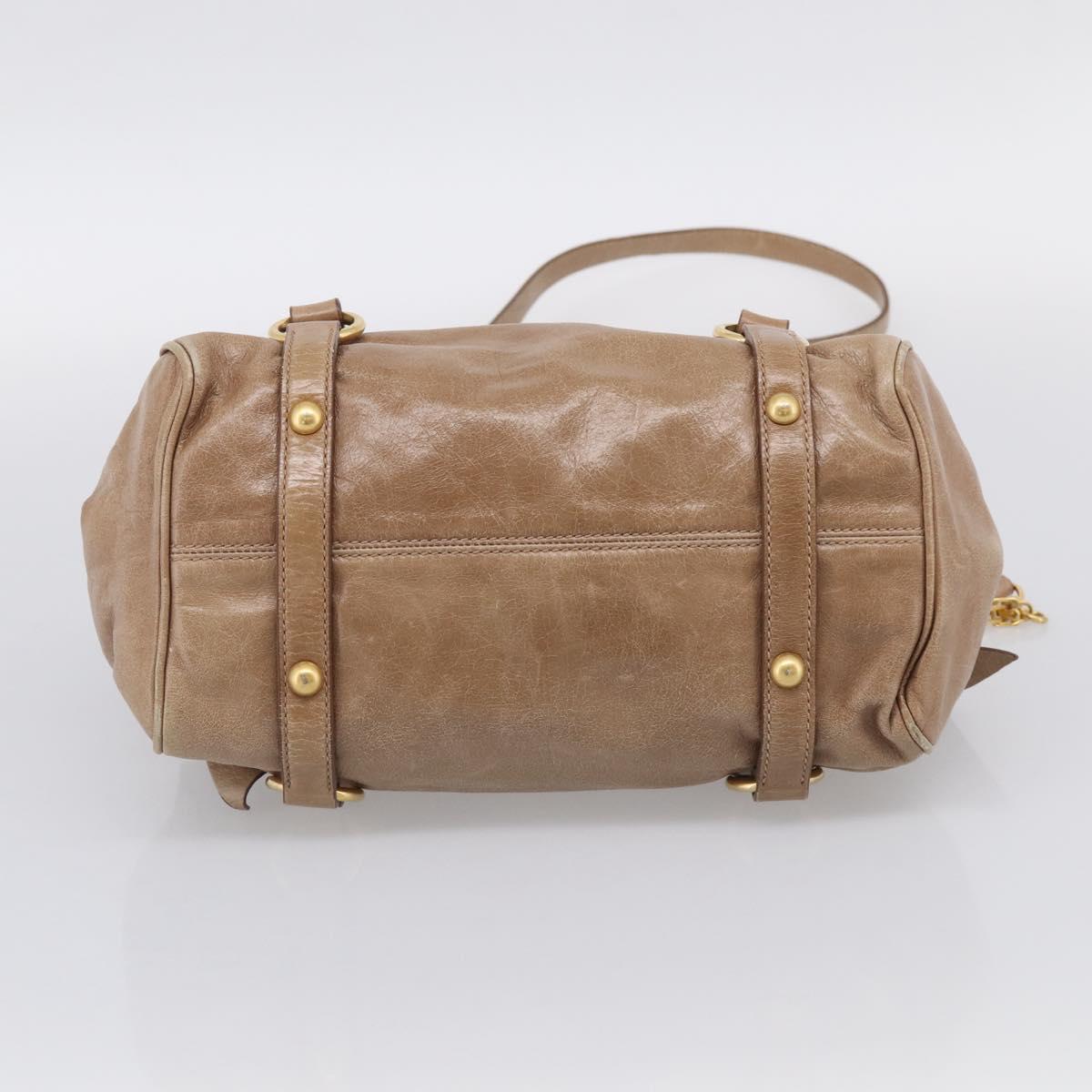 Miu Miu Matelasse Hand Bag Vitellolux 2way Brown Gold Auth 211319V