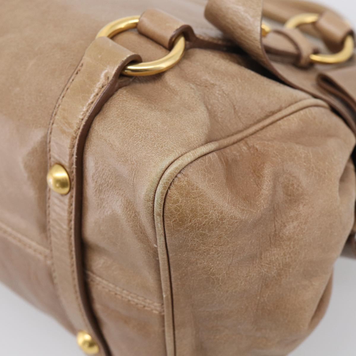 Miu Miu Matelasse Hand Bag Vitellolux 2way Brown Gold Auth 211319V