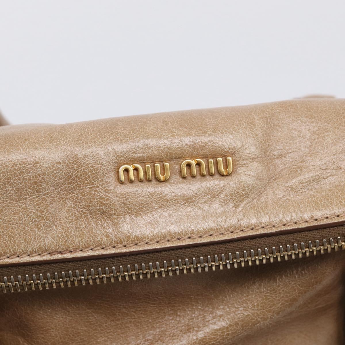 Miu Miu Matelasse Hand Bag Vitellolux 2way Brown Gold Auth 211319V