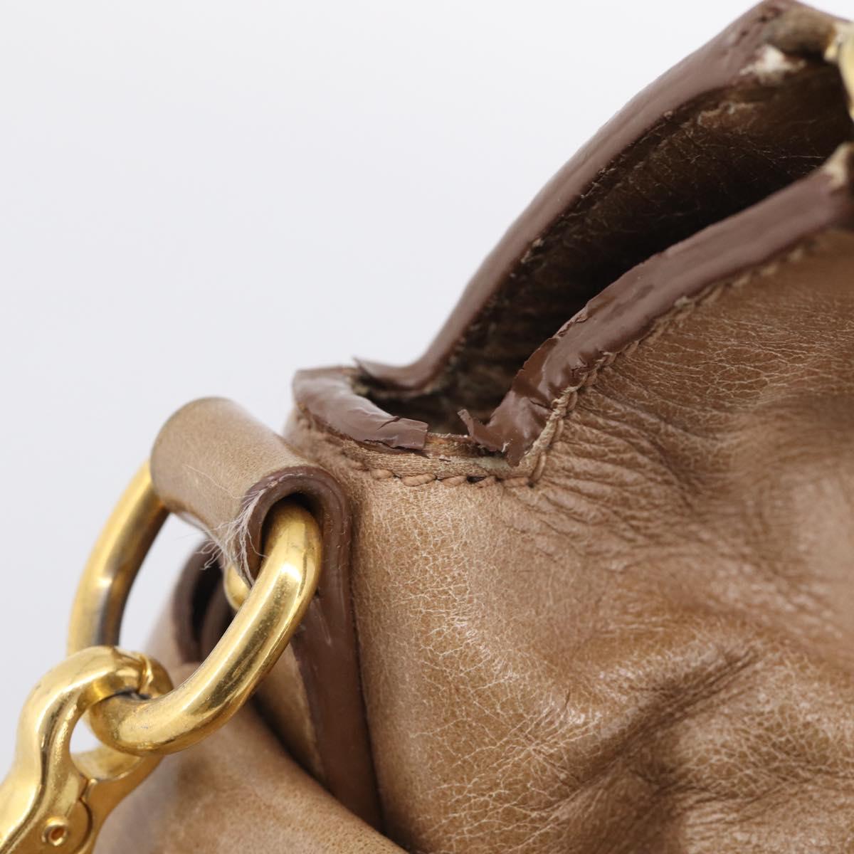 Miu Miu Matelasse Hand Bag Vitellolux 2way Brown Gold Auth 211319V