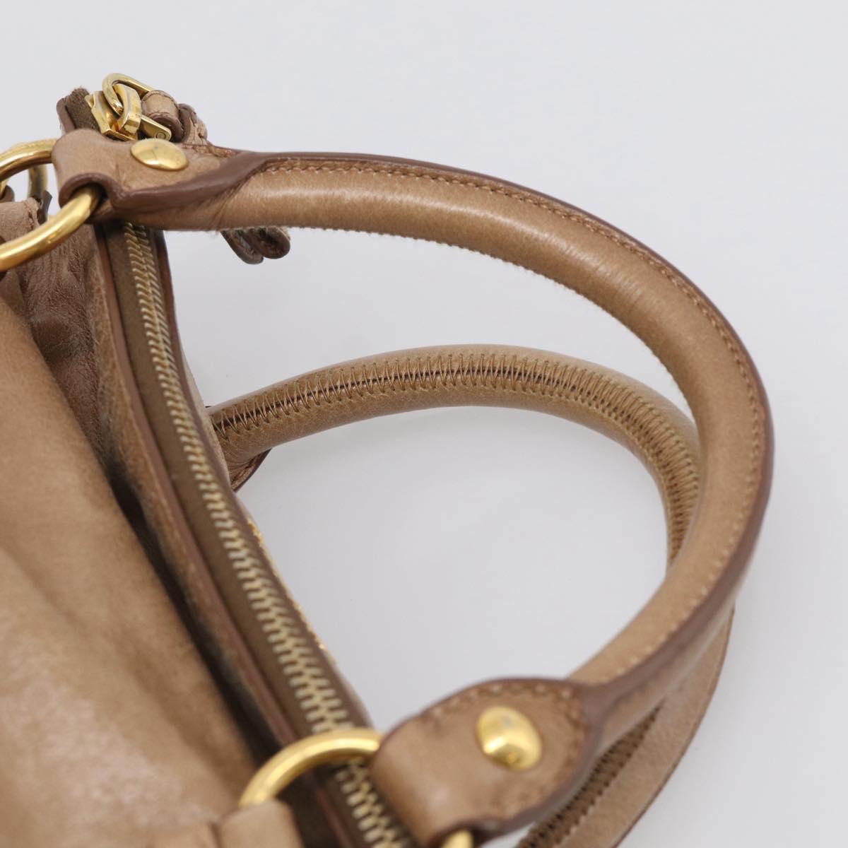 Miu Miu Matelasse Hand Bag Vitellolux 2way Brown Gold Auth 211319V