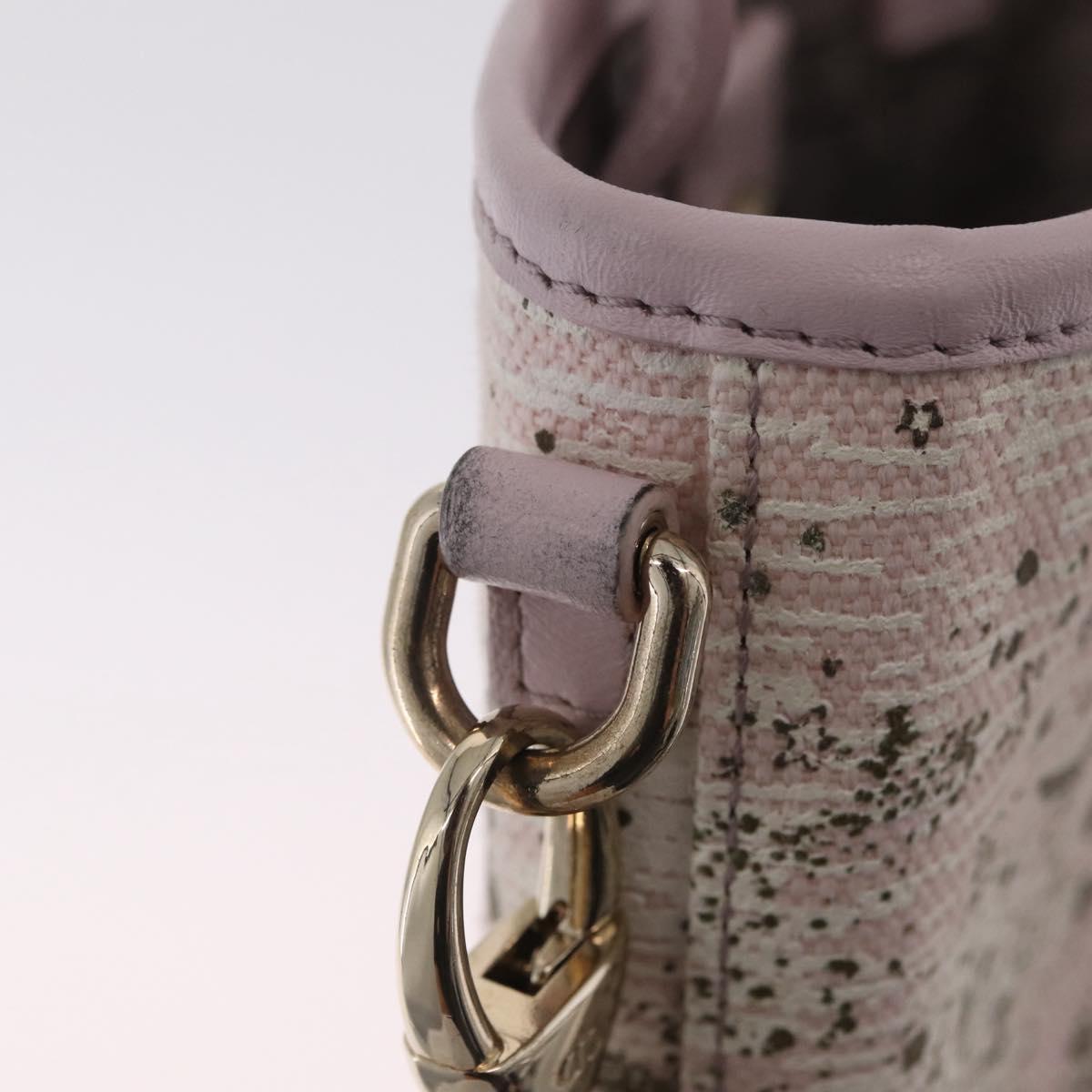 Christian Dior Hand Bag Canvas 2way Pink Gold Auth 211321V