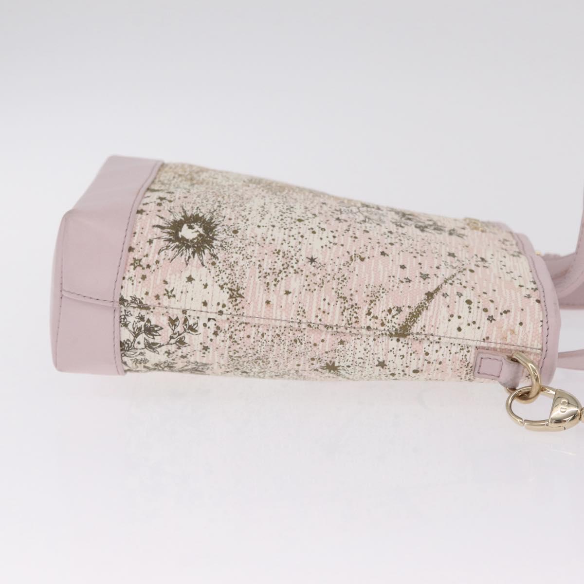 Christian Dior Hand Bag Canvas 2way Pink Gold Auth 211321V
