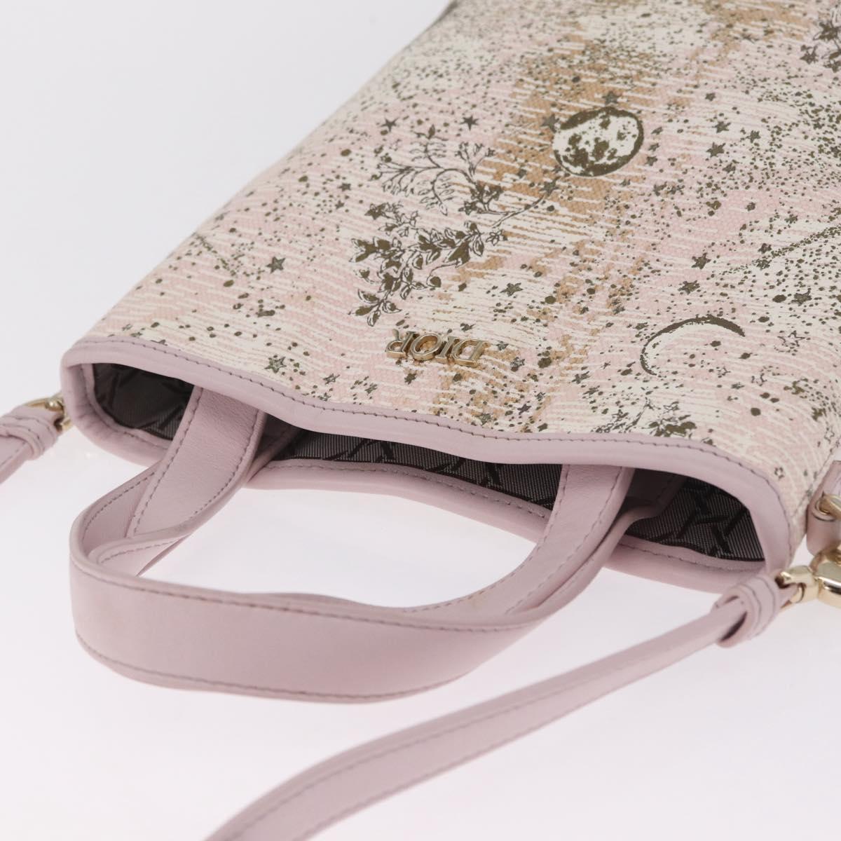 Christian Dior Hand Bag Canvas 2way Pink Gold Auth 211321V