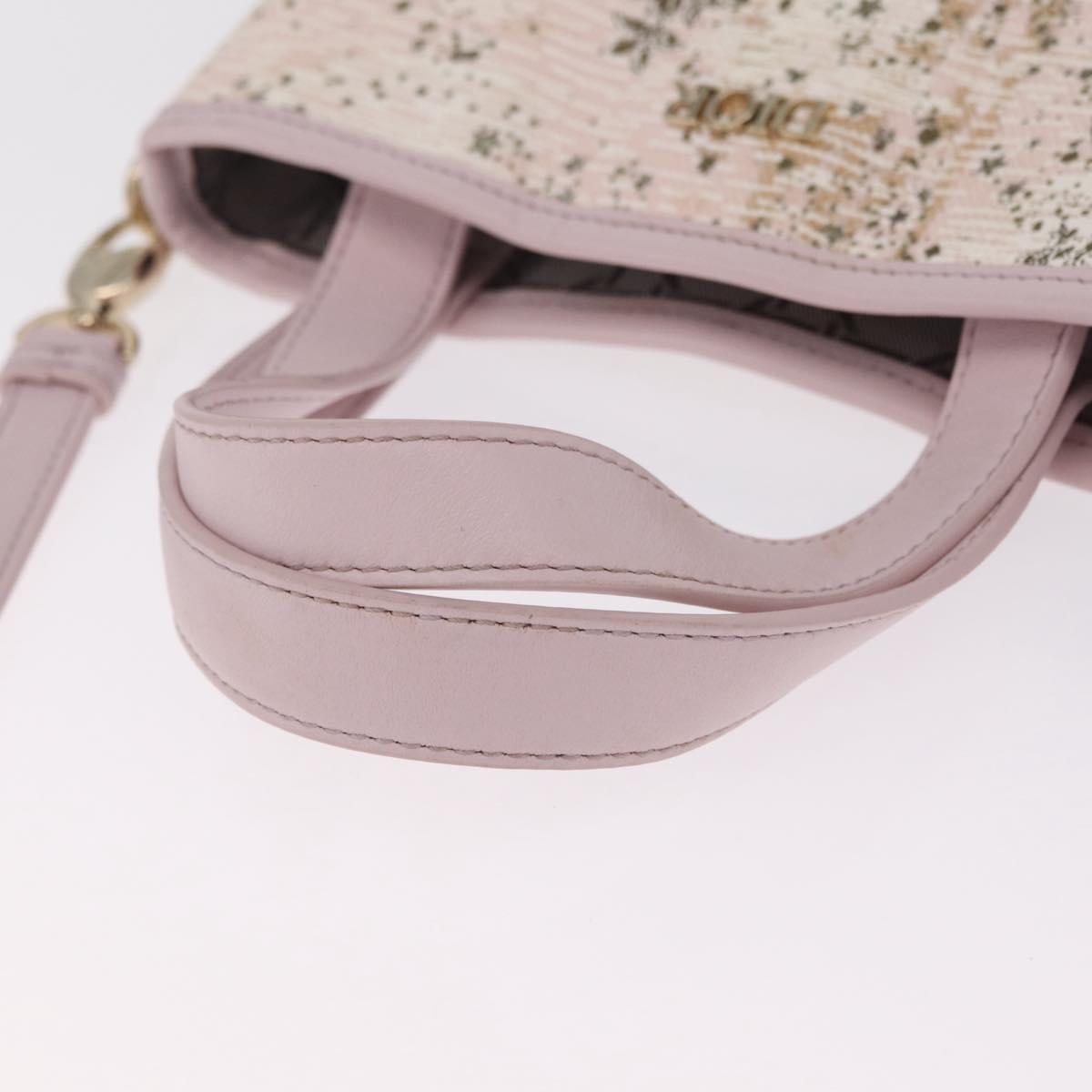 Christian Dior Hand Bag Canvas 2way Pink Gold Auth 211321V