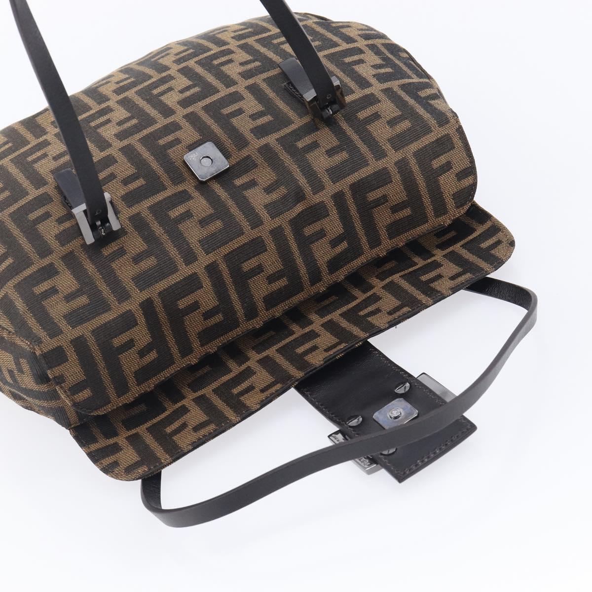 FENDI Zucca Canvas Mamma Baguette Hand Bag Brown Silver 8BR088 Auth 211322V