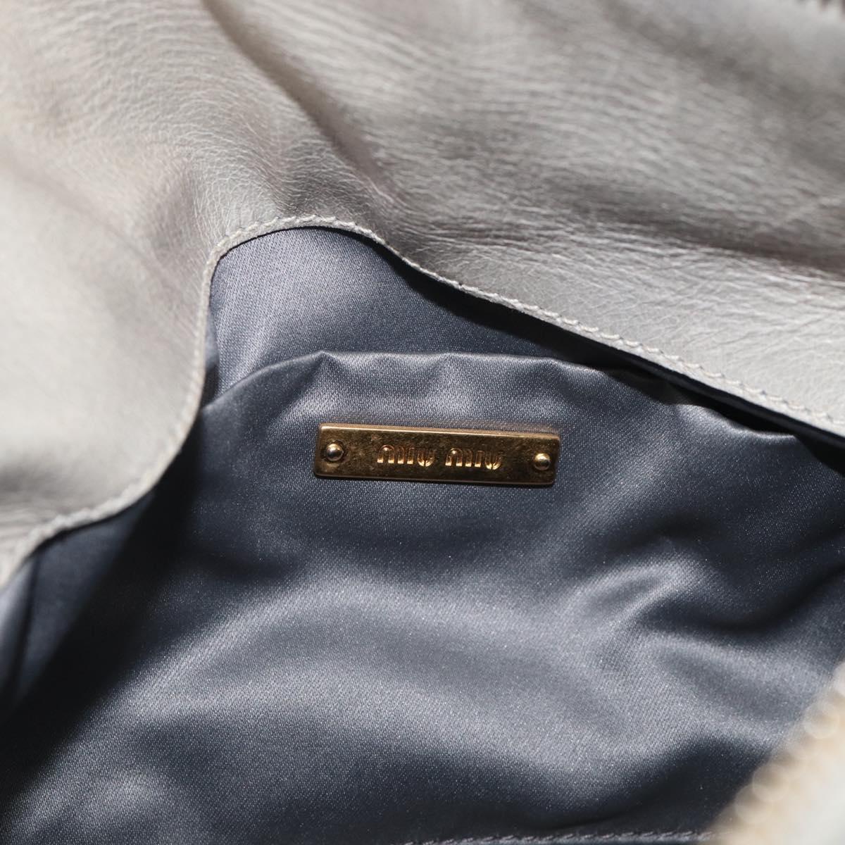 Miu Miu Vitellolux Hand Bag Leather 2way Gray Gold Tone Auth 211327V