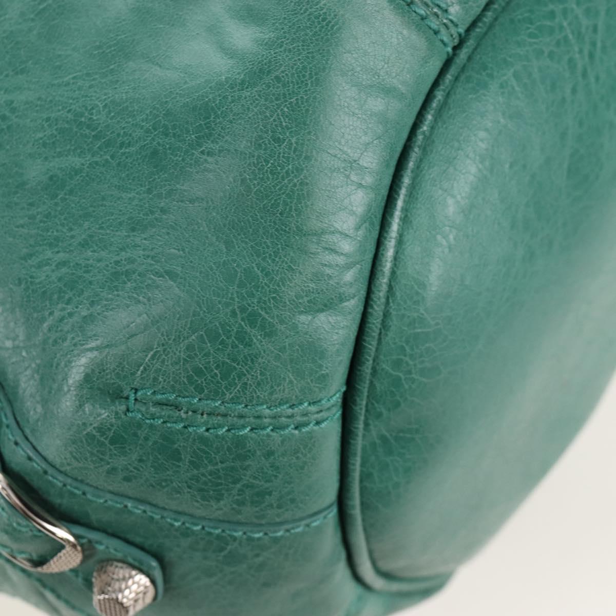 Balenciaga Giant Mini Pom Pom Hand Bag Leather 2way Green 250920 Auth 211331M
