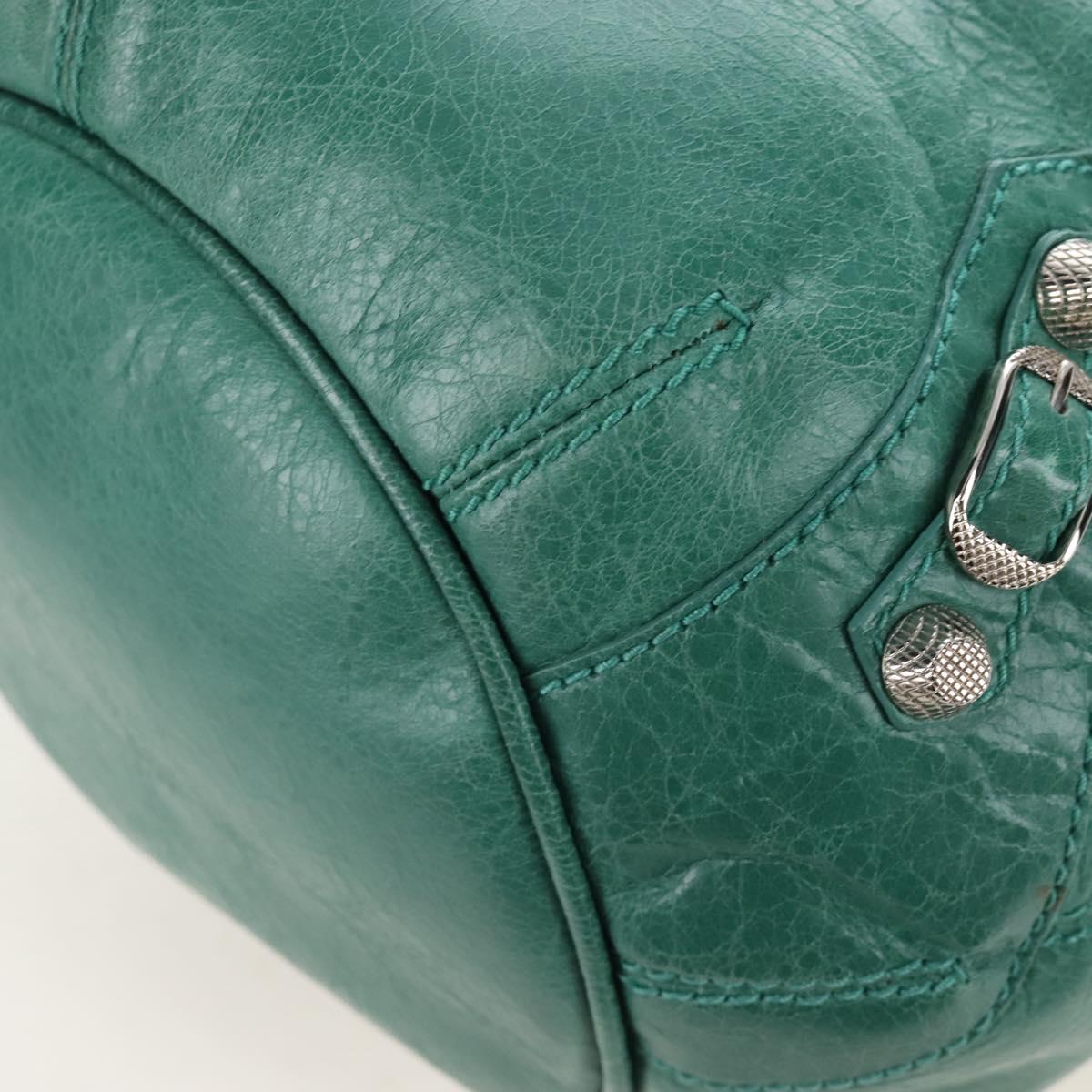 Balenciaga Giant Mini Pom Pom Hand Bag Leather 2way Green 250920 Auth 211331M
